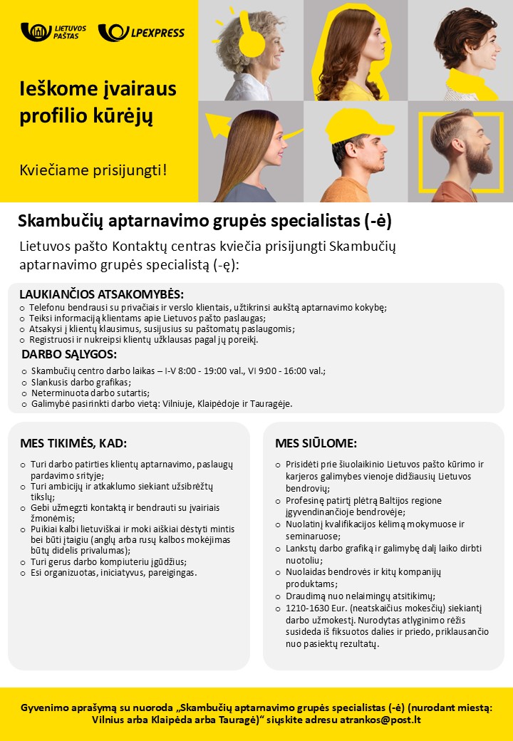 Skambučių aptarnavimo grupės Specialistas Dieninis grafikas Bendras 3miestai